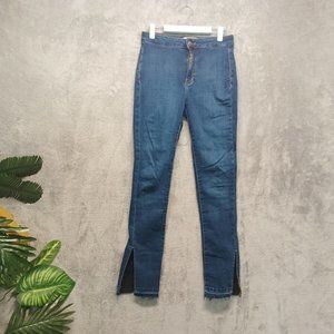 TWENTY SEVEN Women Jeans High Rise Skinny Side Slit Blue W:27 L:30